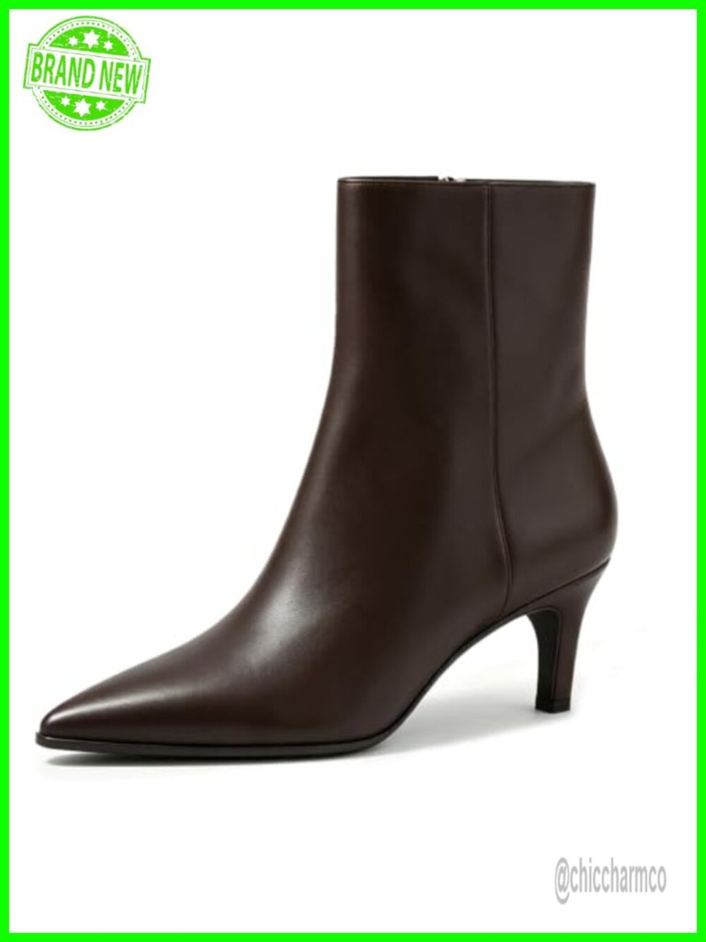 Women's Pointed Toe Kitten Heel Ankle Booties Faux Leather Side Zip Low Heel